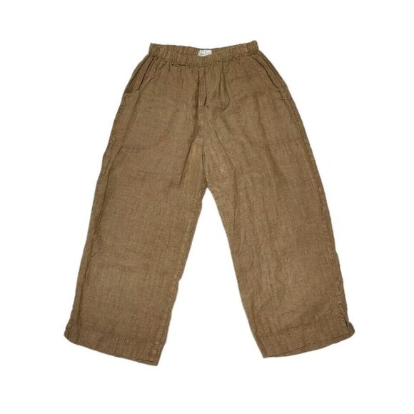 Mosaic Pants - Mosaic Linen Pants Made In USA Pockets Wide Leg Brown Boho Women’s Size Small